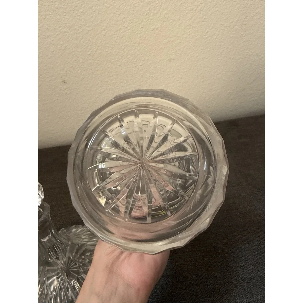 2 Vintage MCM Hand Cut 24% PbO Lead Crystal Decanter Polonia Made In Poland